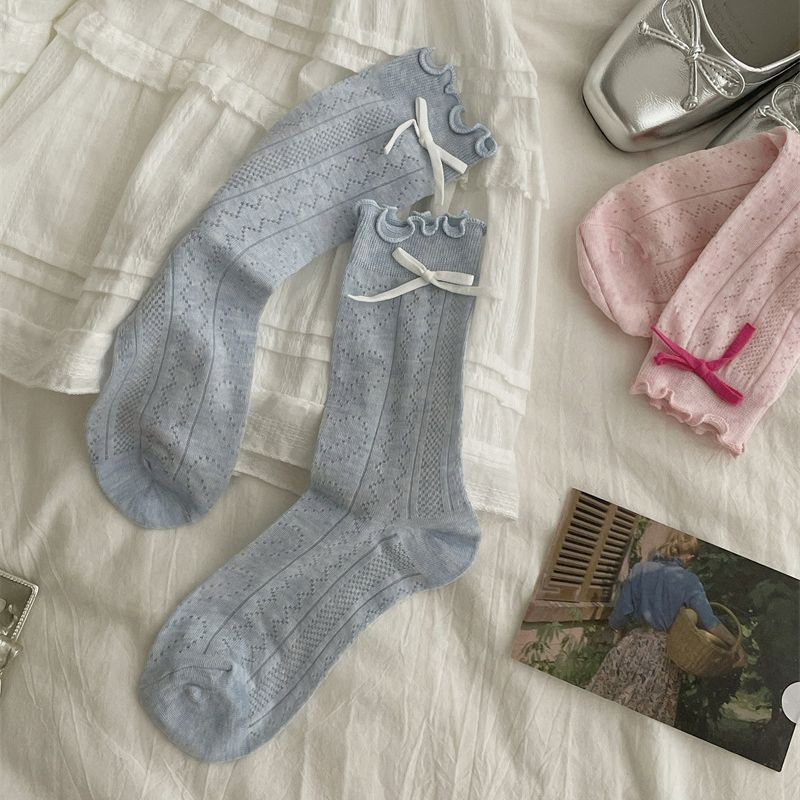 Ladies' New Fashion Thin Mesh Solid Color Breathable Sweat Absorbent Cutton Socks