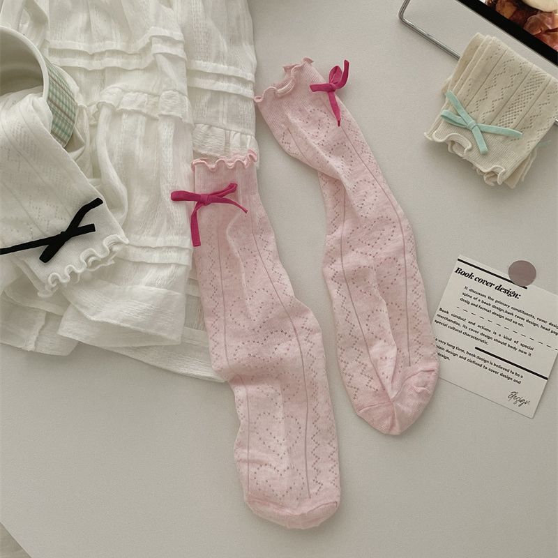 Ladies' New Fashion Thin Mesh Solid Color Breathable Sweat Absorbent Cutton Socks