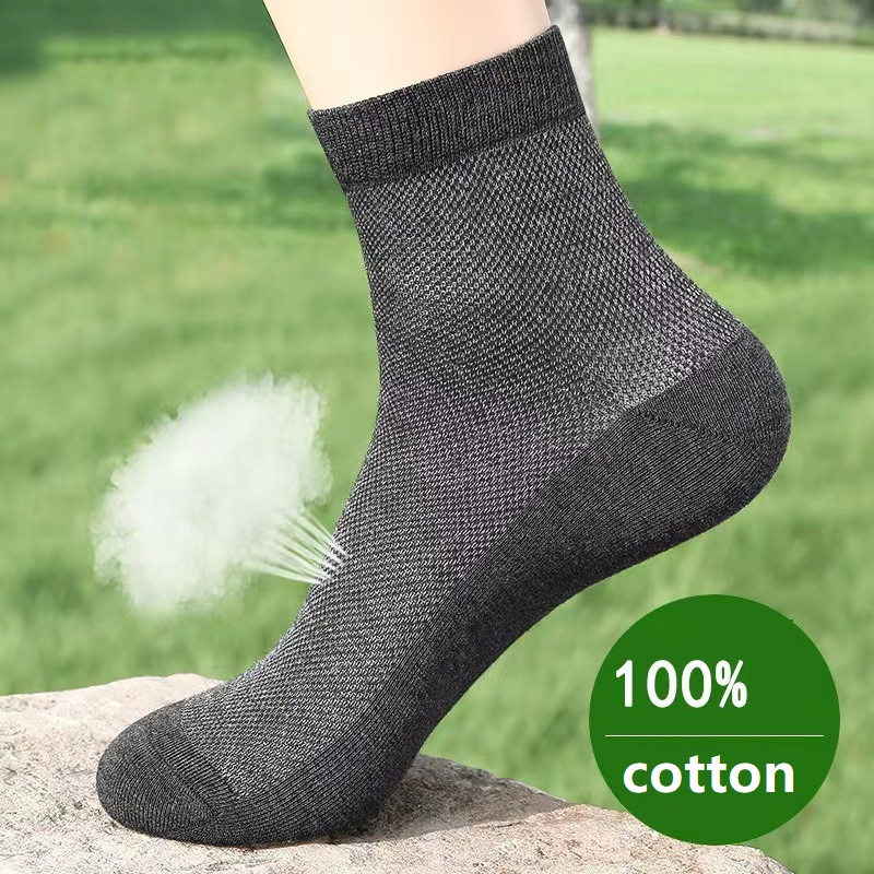 Pure Black Summer Thin Medium-Sized Large Size Men's Mesh Breathable Plus Fat Plus Size Business Socks
