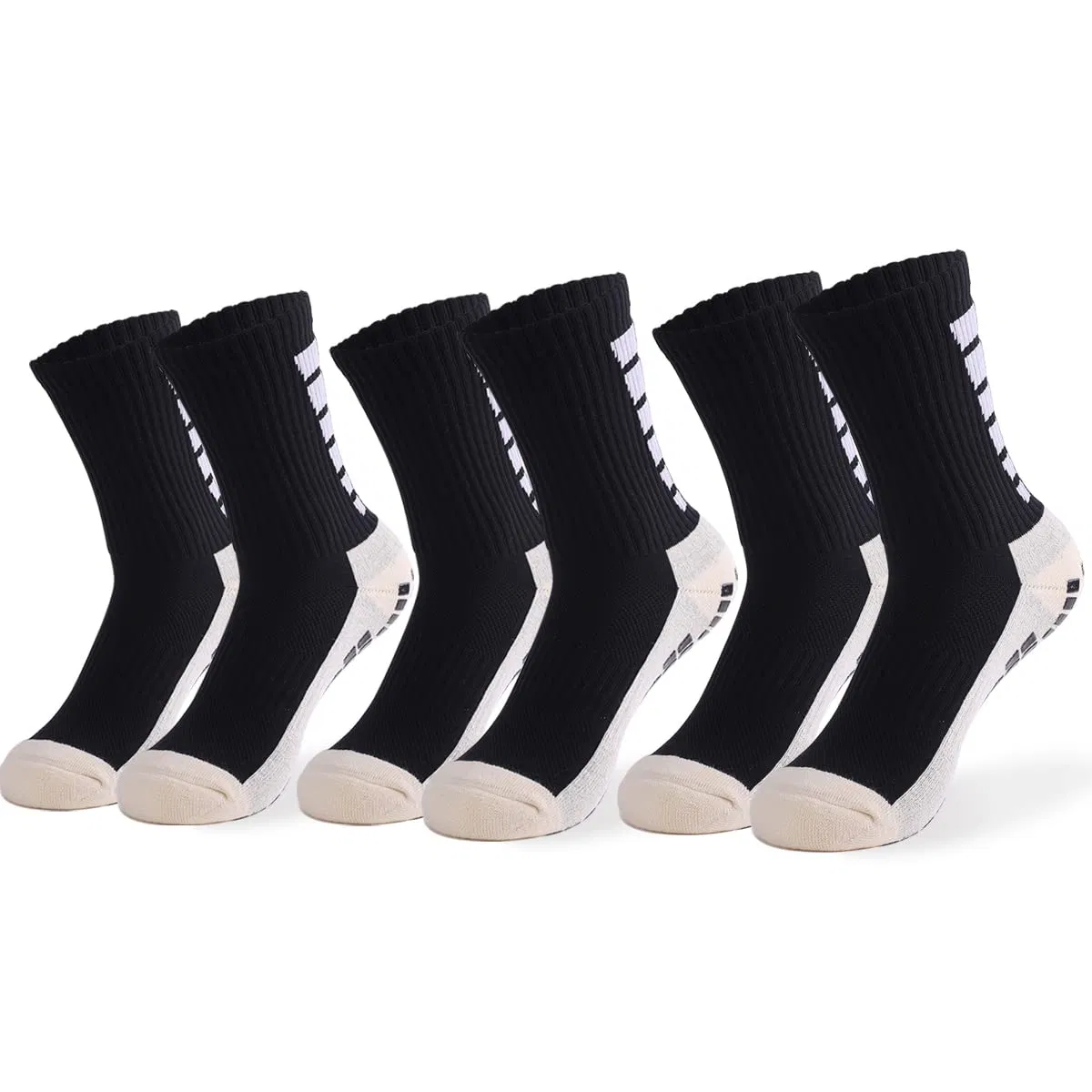 Grip Socks Football, 3 Pairs Anti-Slip Slipper Socks for Men Women Athletic Breathable Sports Socks with Anti-Blister Rubber Pads for Football