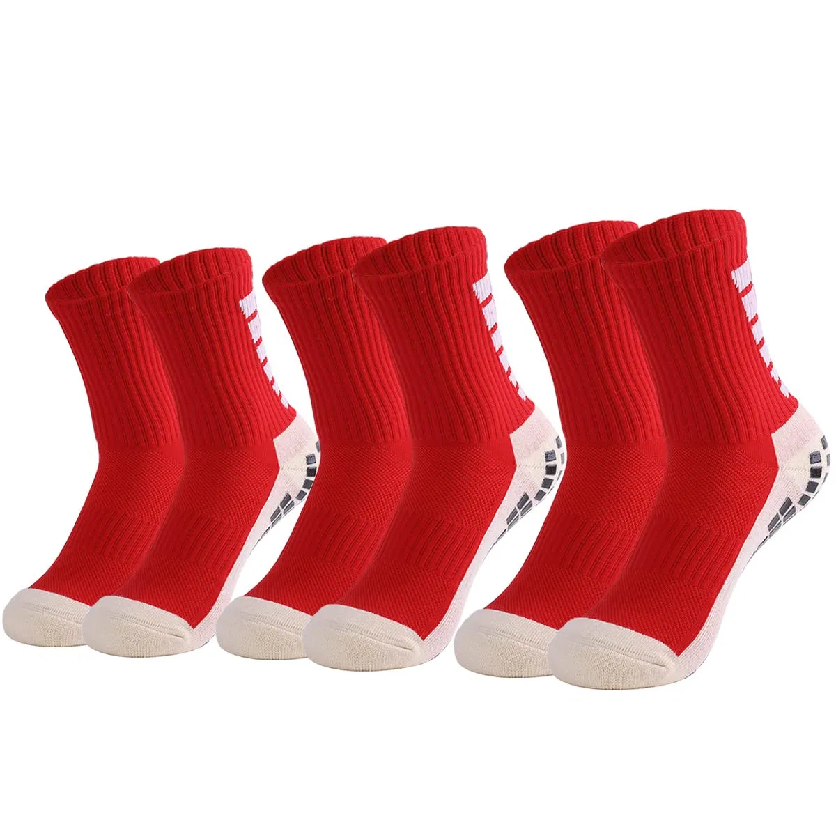 Grip Socks Football, 3 Pairs Anti-Slip Slipper Socks for Men Women Athletic Breathable Sports Socks with Anti-Blister Rubber Pads for Football
