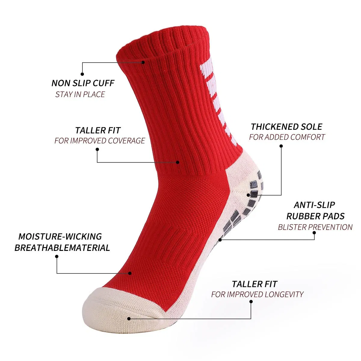 Grip Socks Football, 3 Pairs Anti-Slip Slipper Socks for Men Women Athletic Breathable Sports Socks with Anti-Blister Rubber Pads for Football