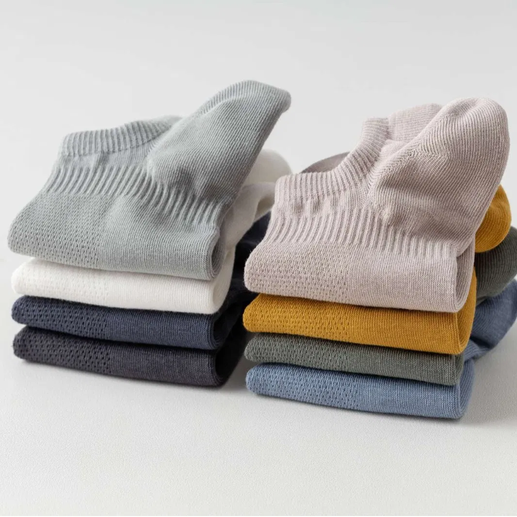 Summer Men's Combed Cotton Thin Silicone Invisible Mesh Breathable Boat Socks