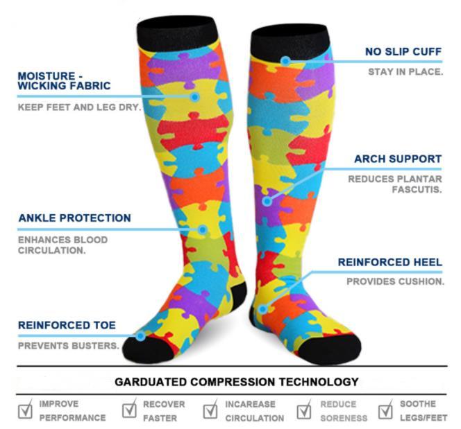 Amazon Hot Sale 20-30mmhg Knee High Sports Compression Socks