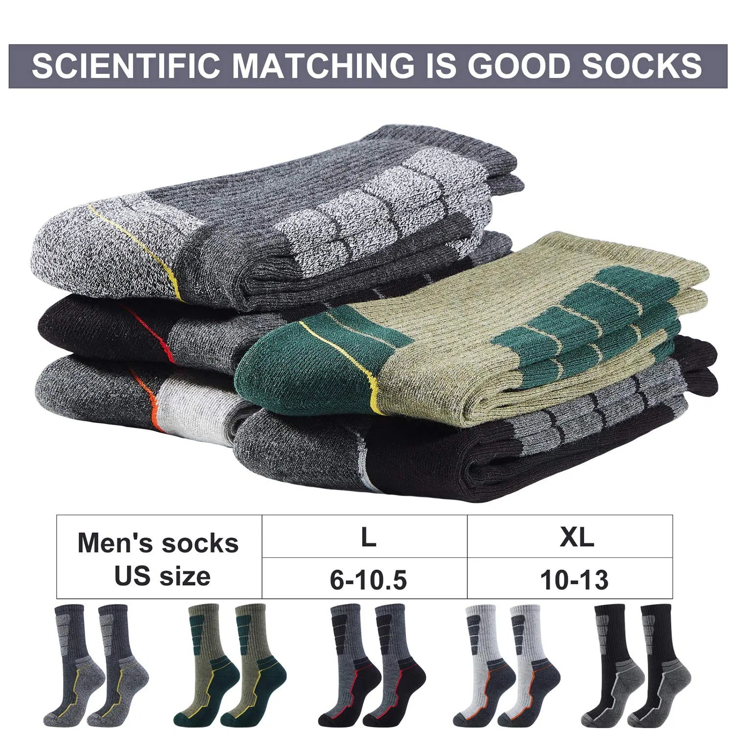 Men′ S Hiking Socks Multi Performance Moisture Wicking Cushion Crew Socks Work Socks for Running Cycling Trekking Outdoor Sports