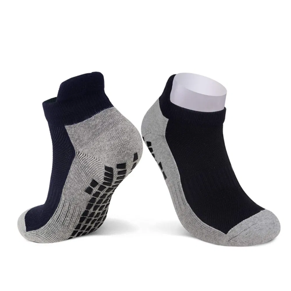 Customized Splicing Gray Basketball Socks Men's Sports Socks, No Show Anti Slip Grip Socks