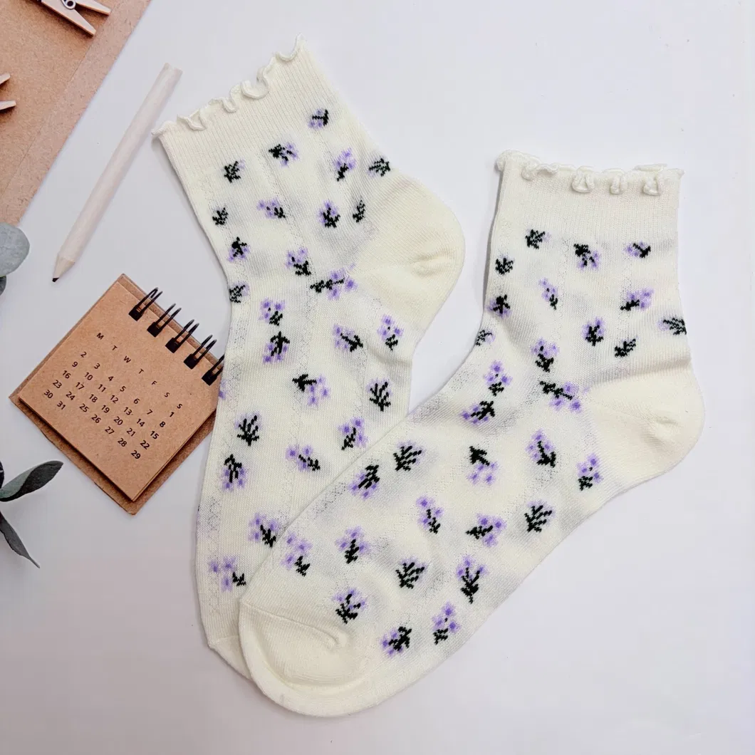 Floral Print Mesh Socks