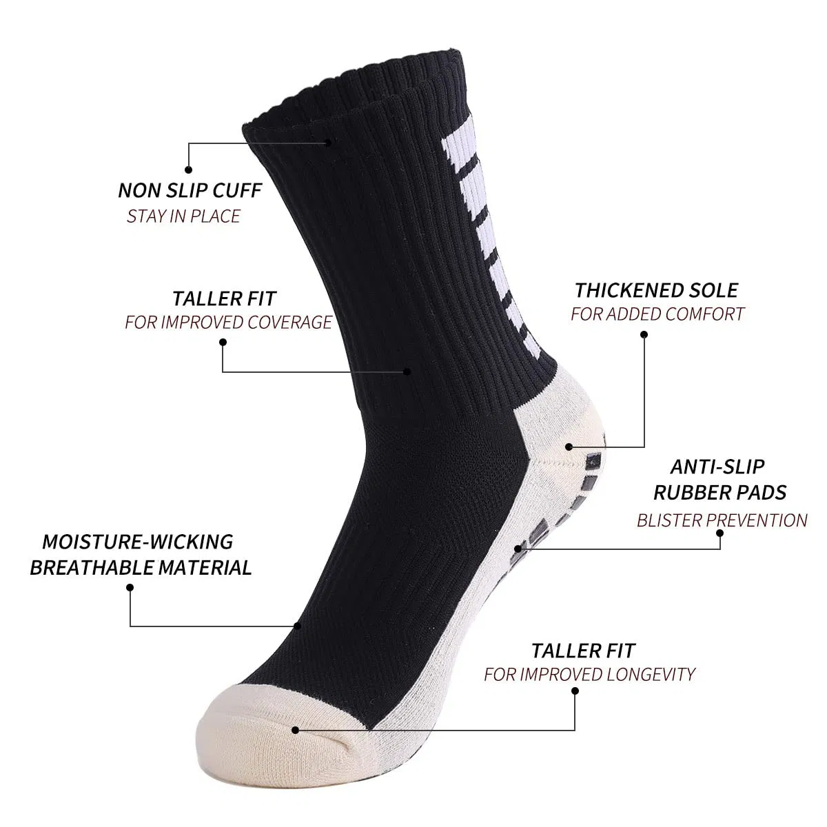 Grip Socks Football, 3 Pairs Anti-Slip Slipper Socks for Men Women Athletic Breathable Sports Socks with Anti-Blister Rubber Pads for Football