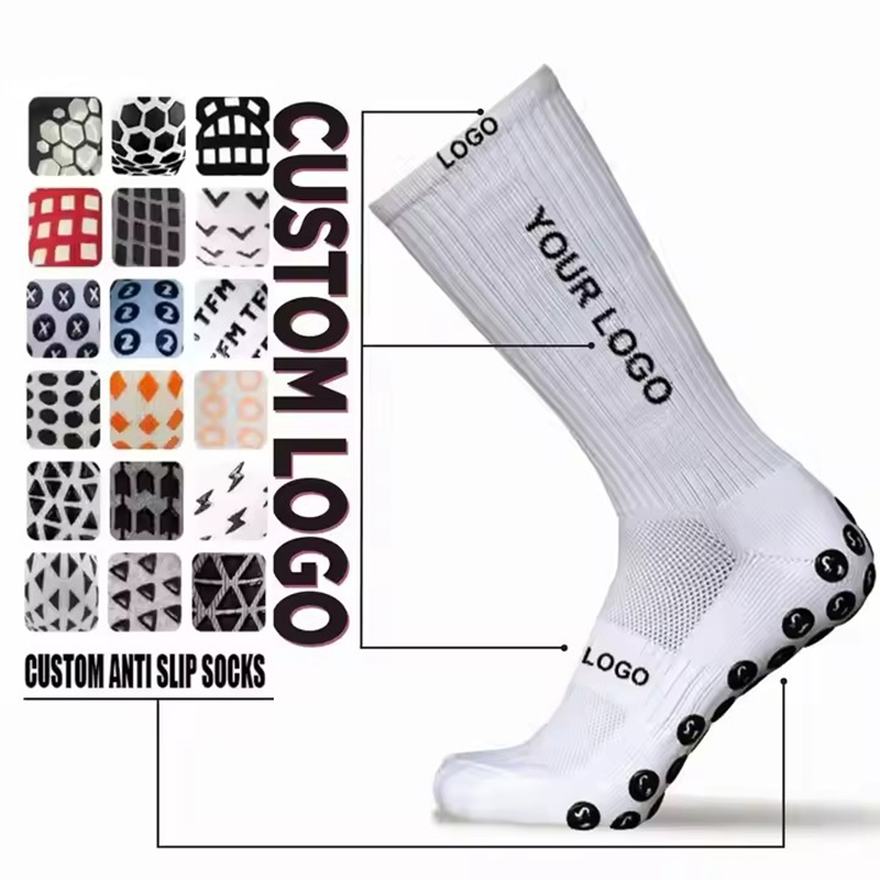 High Quality Crew Athletic Grip Unisex Custom Manufacturer Designer Logo Anti-Slip Sports Soccer Football Socks
