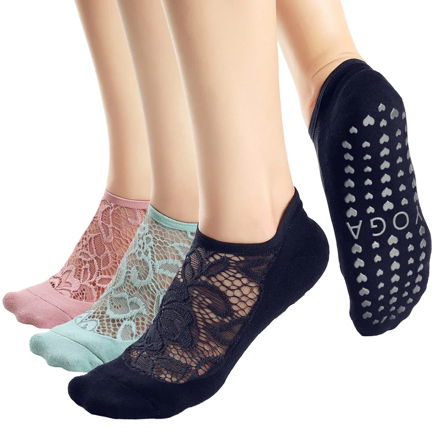 2023fashionable Women S Lace Floral Mesh Pilates Barre Breathable Nonslip Yoga Socks