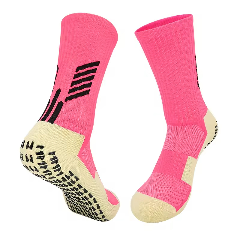 Professional Training Men's Soccer Crew Socks Anti-Slip Grip Logo Cuff Thick Bottom Sweat Absorbing Sports Socks for Wear