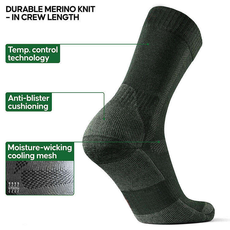 Men Merino Thick Wool Socks Cushioned Trekking Work Outdoor Hiking Men Socks