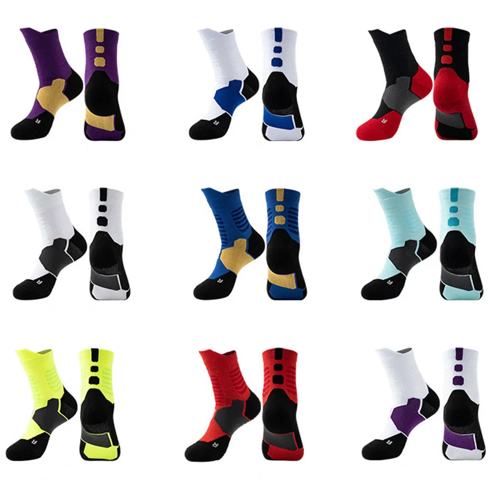 Adult Basketball Socks Thickened, Breathable Non-Slip, Sports Socks MID-Calf Running Socks Cushioned Support