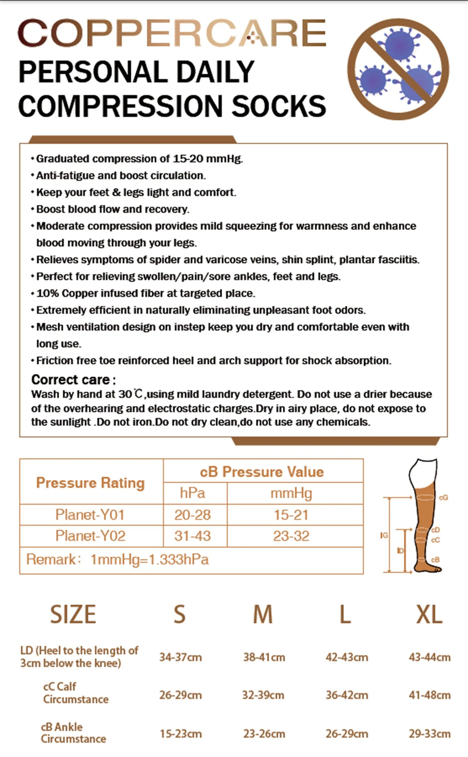 Custom Elastic Copper Athletic Breathable Sports Compression Long Socks