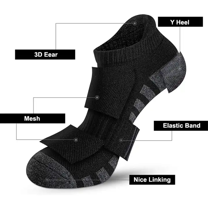 Custom Sport Running Athletic No Show Cushion Padded Moisture Wicking Socks