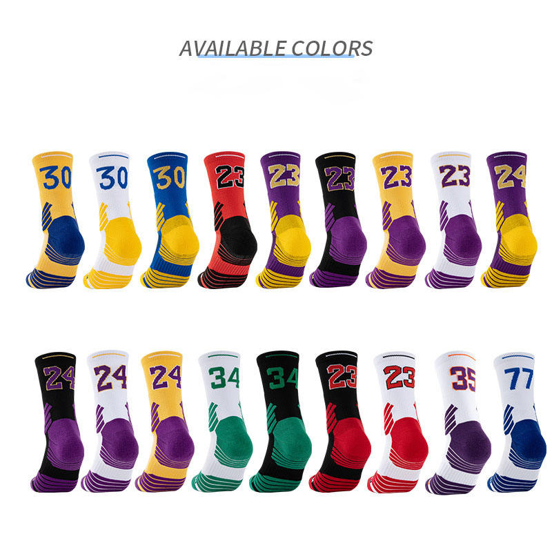 Wholesale Breathable Polyester Custom Logo Cushioned Running Basketball Socks Athletic Sports Crew Socks for Men Women