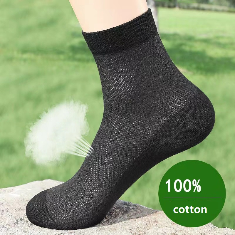 Pure Black Summer Thin Medium-Sized Large Size Men's Mesh Breathable Plus Fat Plus Size Business Socks