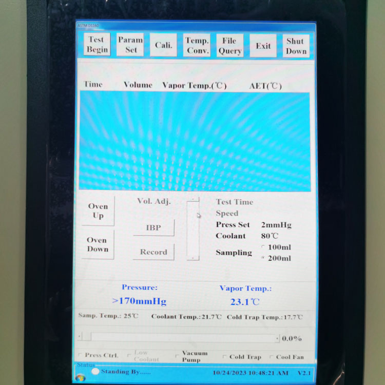 ASTM D1160 Touch Screen Vacuum Distillation of Petroleum Tester at Reduced Pressure