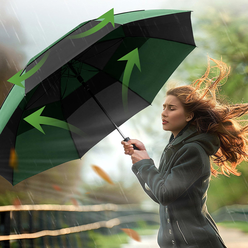 The 68-Inch Large Golf Chinese Umbrella Is Equipped with a Storm-Resistant Double Canopy Wholesale Market Promotion Gift