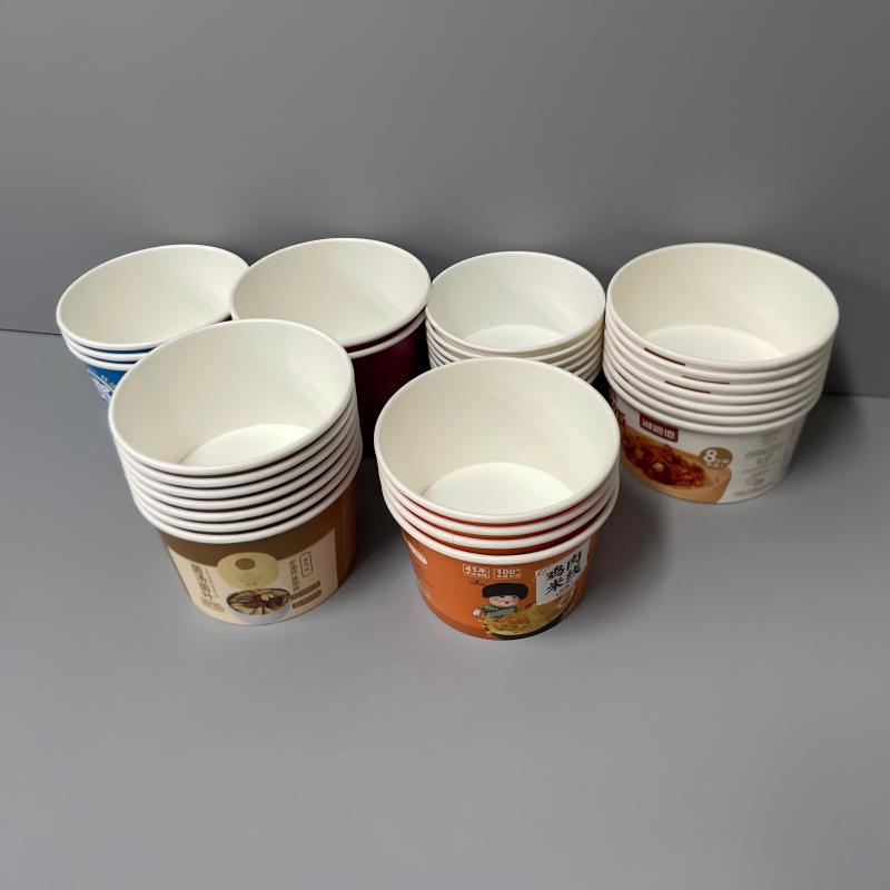 Hiro Eco Friendly Disposable Takeaway Food Container Kraft Paper Noodle Bowls Hot Soup Cup with Paper Flat Lid