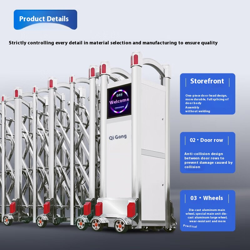 Factory Fence Telescopic Sliding Gate Automatic Stainless Steel Retractable Gate