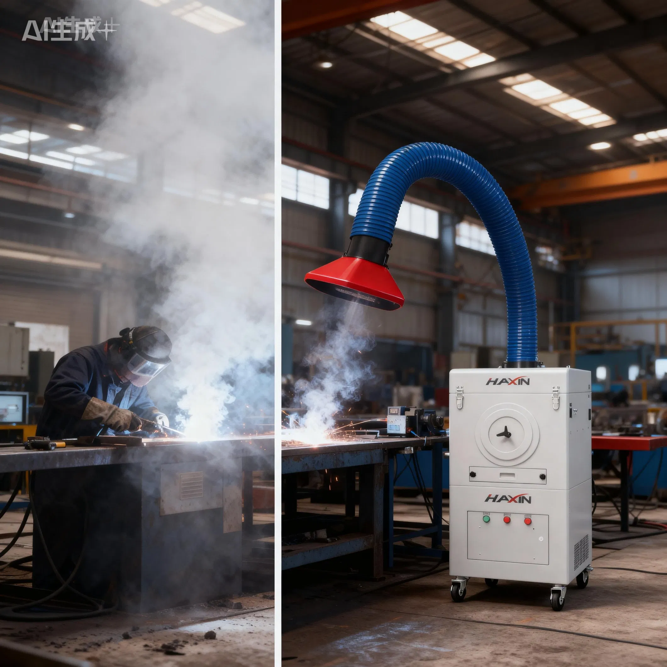 High-Performance 3kw Mobile Welding Fume Extractor/Dust Collector and Air Purifier for Welding and Cutting, Hxhj-Zd35 with 380V/400V/220V, 3000m3/H Airflow