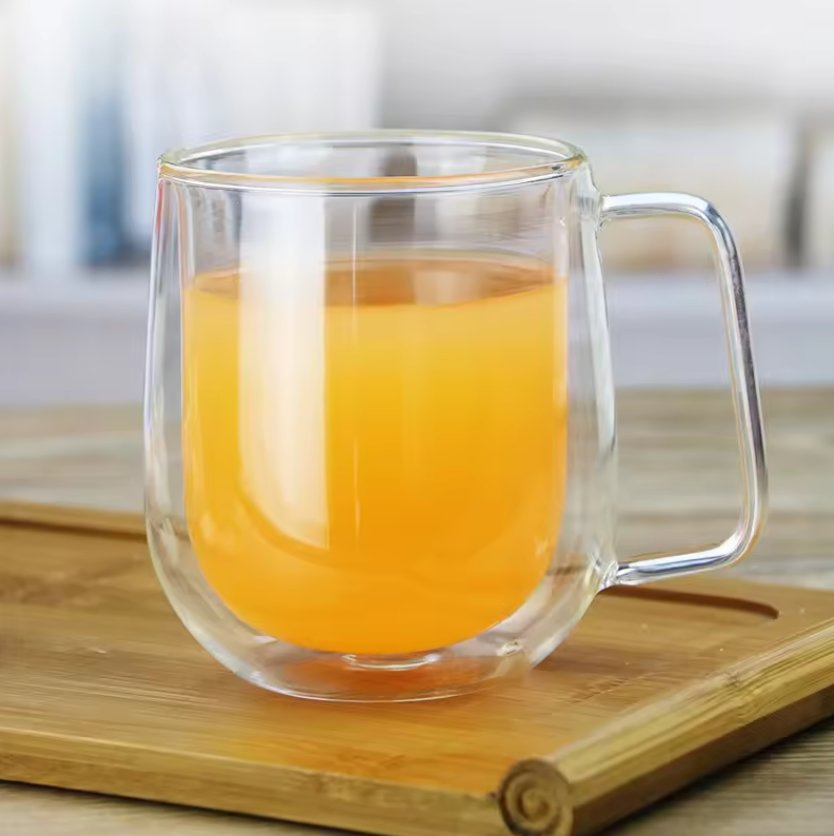 Factory Pricewholesale Eco-Friendly High Borosilicate Coffee Double Wall Glass Cup with Handle