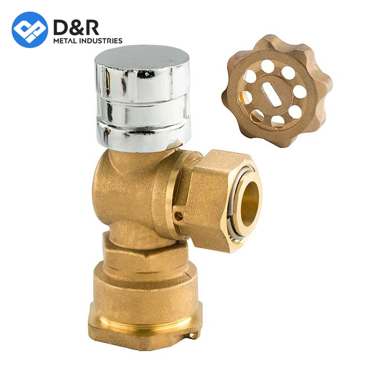 D&R 2-Way Retractable Pn16 DN15 1/2" Threaded Lockable Brass Ball Water Meter Valve