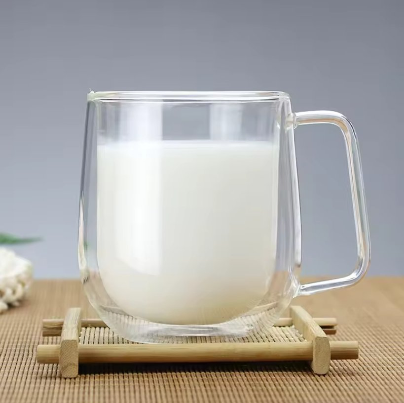 Factory Pricewholesale Eco-Friendly High Borosilicate Coffee Double Wall Glass Cup with Handle