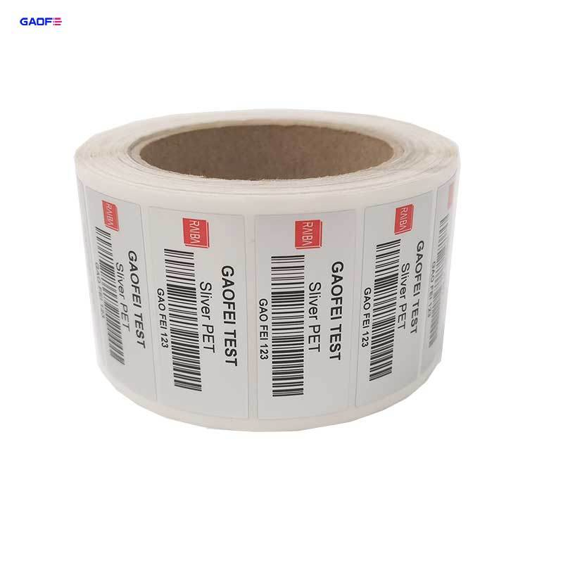 Barcode Thermal Transfer Labels Waterproof Tear Resistant Labels Matte Silver Pet