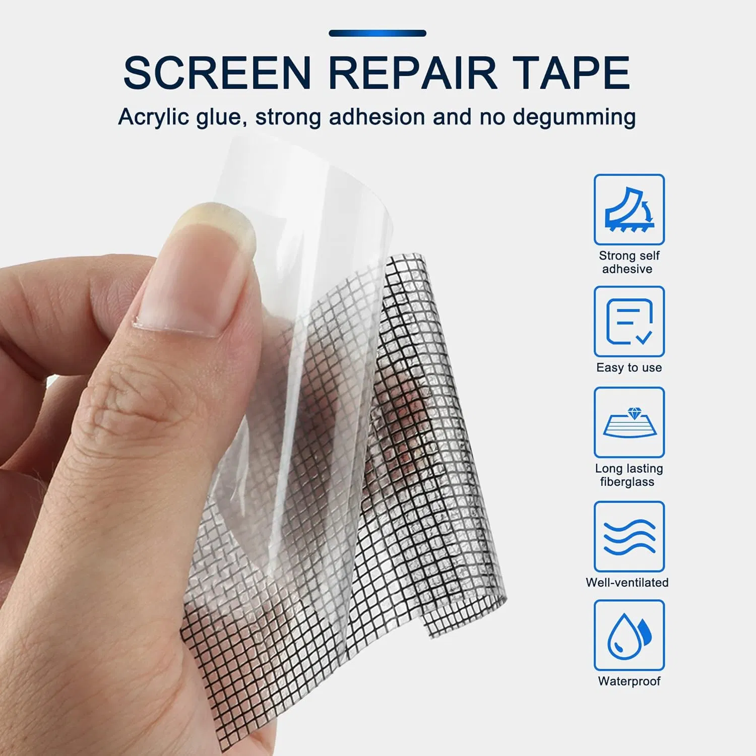 Instant Fix Grey Fiberglass Repair Patch Strong Viscosity for Window Door Screen Holes Quick Application