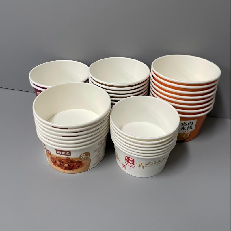 Hiro Eco Friendly Disposable Takeaway Food Container Kraft Paper Noodle Bowls Hot Soup Cup with Paper Flat Lid