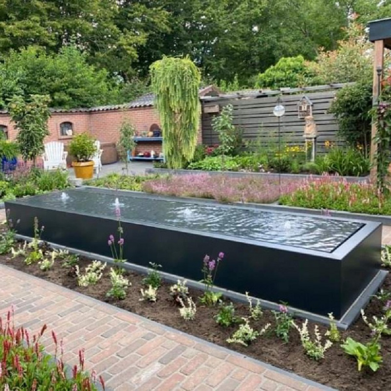 Powder Coated Rectangular Aluminium Water Tables Garden Water Features