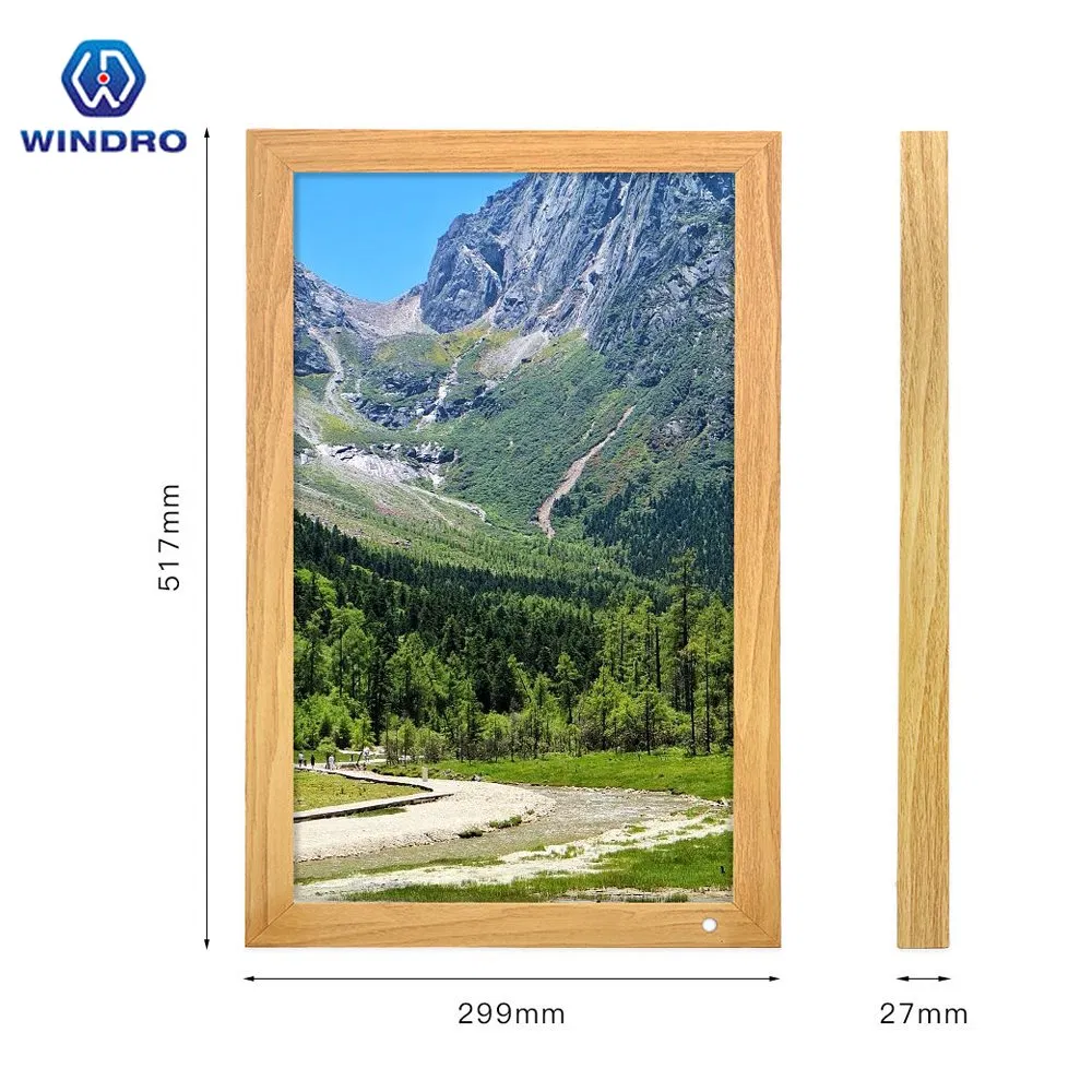 Wholesale Wood Digital Photo Picture Viewer Ultra Slim 21.5 Inch Picture Digital Photo Frame for Commercial Advertising Display
