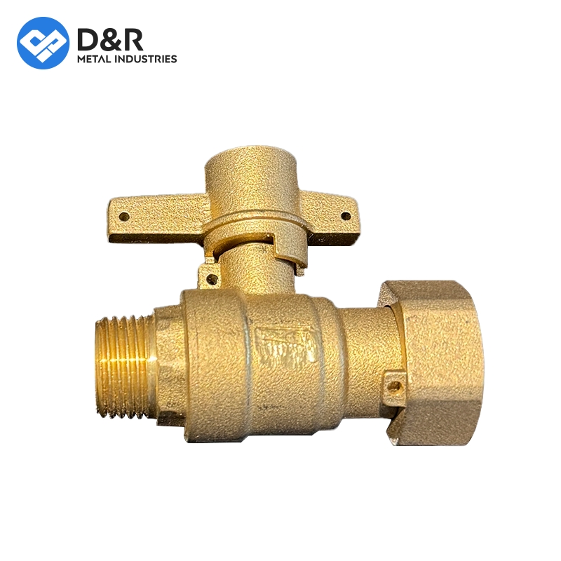 D&R 2-Way Retractable Pn16 DN15 1/2" Threaded Lockable Brass Ball Water Meter Valve