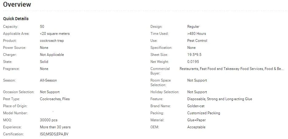 Cockroach Catch Trap Box