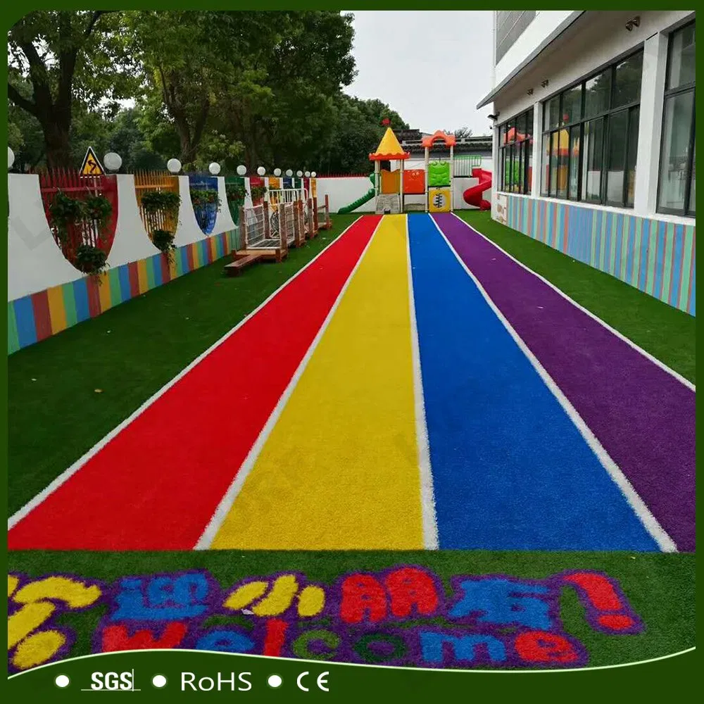 UV-Resistance Durable Comfortable Cartoon Images Anti-Fire Decoration Artificial Grass Carpets for Children Playground