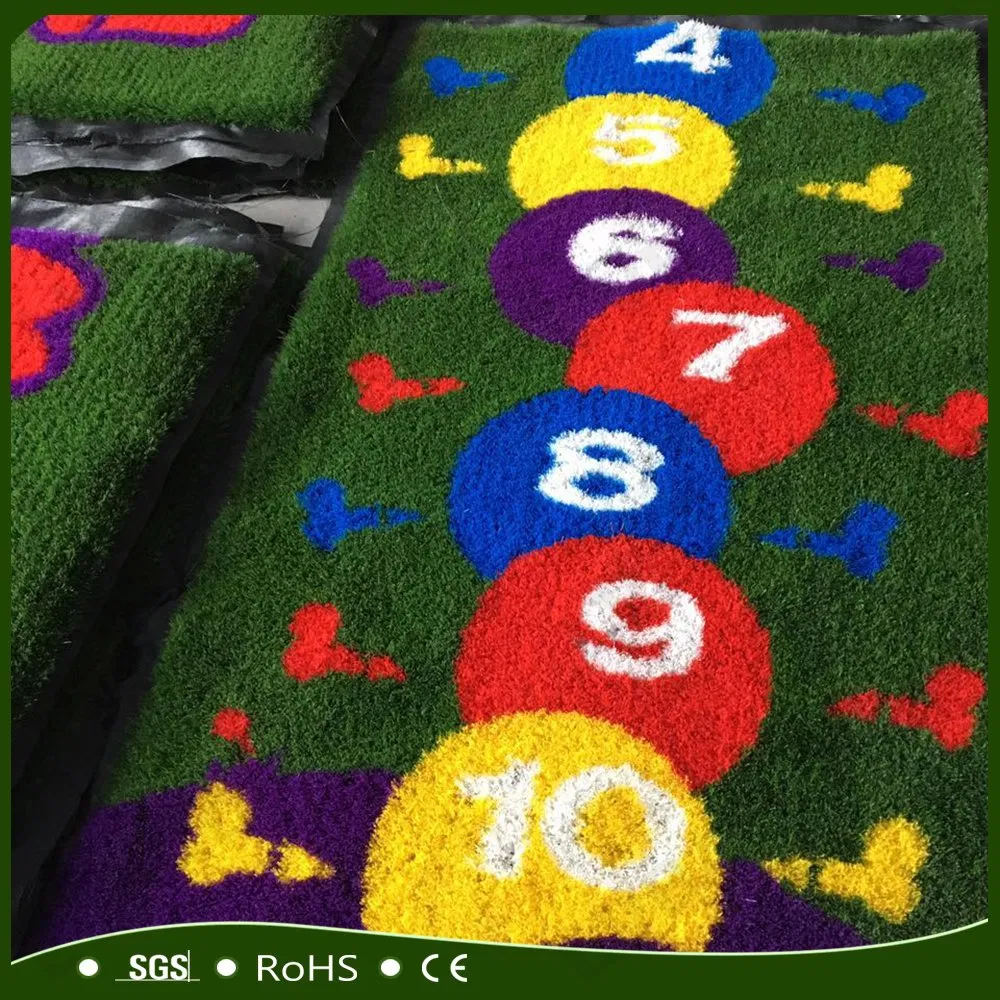 UV-Resistance Durable Comfortable Cartoon Images Anti-Fire Decoration Artificial Grass Carpets for Children Playground