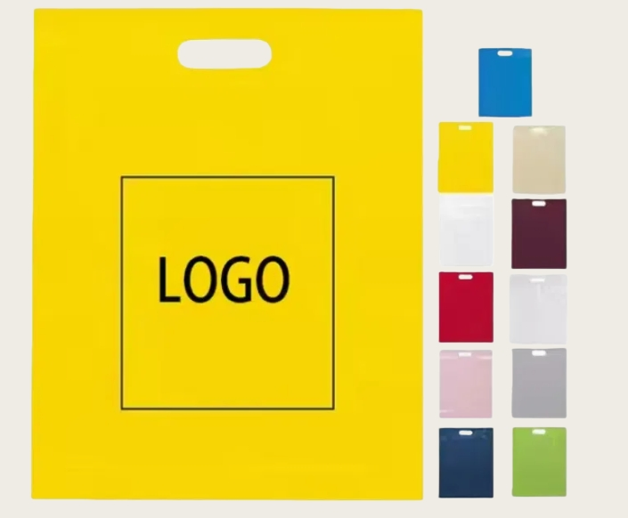 Custom Eco Friendly PE Bolsas De Plastico Shopping Para Compras Thick Die Cut Patch Carry Shopping Plastic Packing Bag with Logo