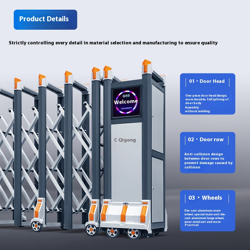 Factory Entrance Factory Fence &amp; Gate High Quality Aluminium Sliding Automatic Retractable Gate