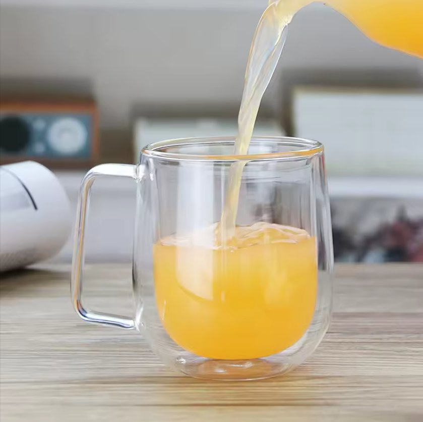 Factory Pricewholesale Eco-Friendly High Borosilicate Coffee Double Wall Glass Cup with Handle