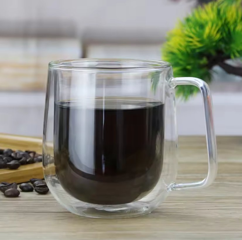 Factory Pricewholesale Eco-Friendly High Borosilicate Coffee Double Wall Glass Cup with Handle