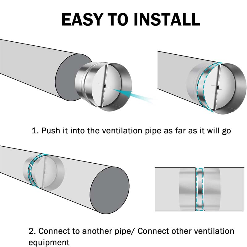 One-Way Airflow Draft Blocker Backdraft Damper Duct Draft Stopper Insert Backflow Preventer