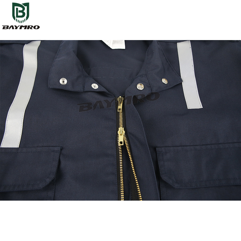 Navy Blue Cotton Reflective Protective Safety Work Cloth Fire Resistance Coverall En11612