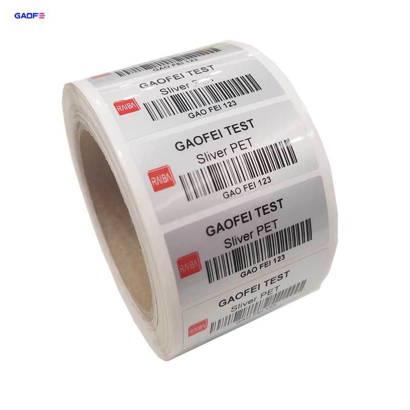Barcode Thermal Transfer Labels Waterproof Tear Resistant Labels Matte Silver Pet