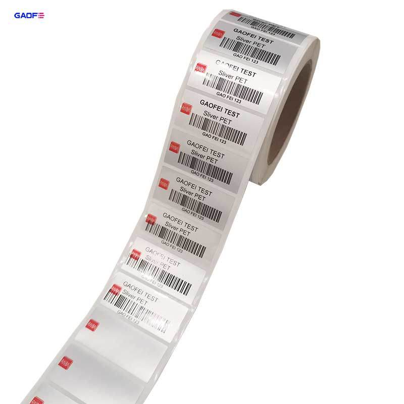 Barcode Thermal Transfer Labels Waterproof Tear Resistant Labels Matte Silver Pet