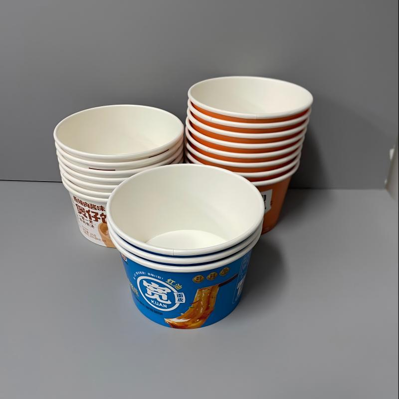 Hiro Eco Friendly Disposable Takeaway Food Container Kraft Paper Noodle Bowls Hot Soup Cup with Paper Flat Lid