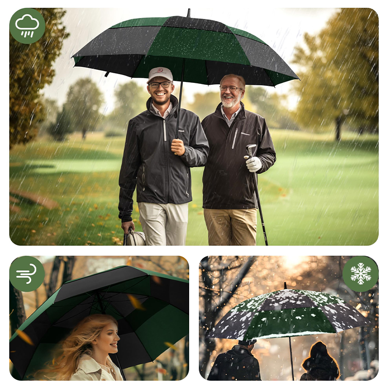 The 68-Inch Large Golf Chinese Umbrella Is Equipped with a Storm-Resistant Double Canopy Wholesale Market Promotion Gift