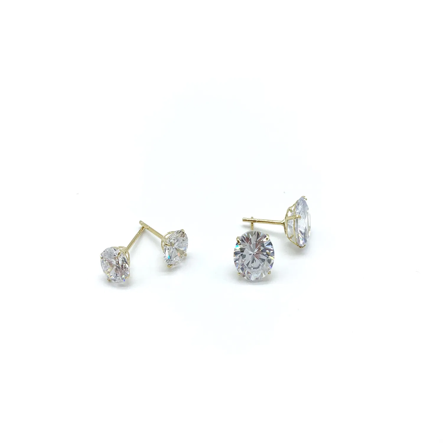 10K 14K 18K Solid Gold Solitaire Classic Cubic Zirconia Stud Basket Earring for Wholesale