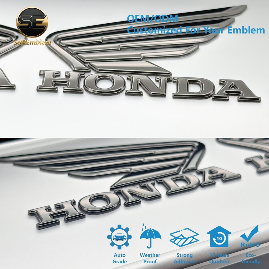 Cost-Effective Customizable 3D Flexible Soft Metallic Car Emblem for Motorcycle Parts